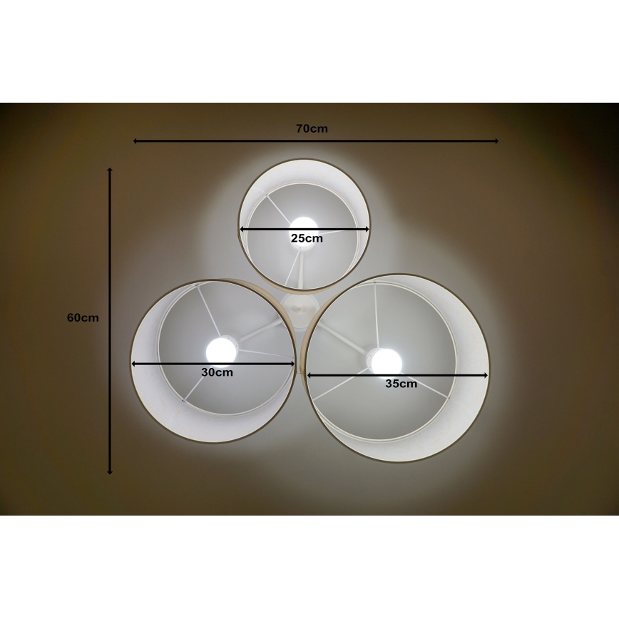Duolla - Iluminação de teto ROLLER TRIO 3xE27/60W/230V branco/dourada