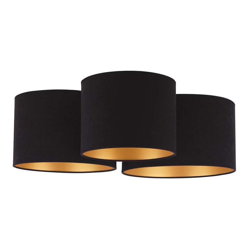 Duolla - Iluminação de teto ROLLER TRIO 3xE27/60W/230V preto/dourada