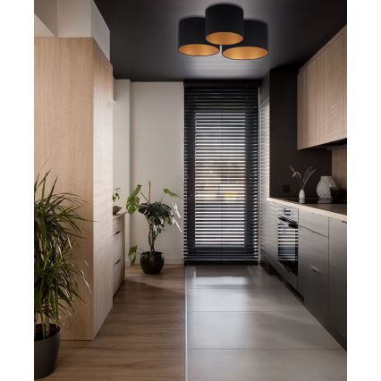 Duolla - Iluminação de teto ROLLER TRIO 3xE27/60W/230V preto/dourada