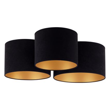 Duolla - Iluminação de teto ROLLER TRIO 3xE27/60W/230V preto/dourada