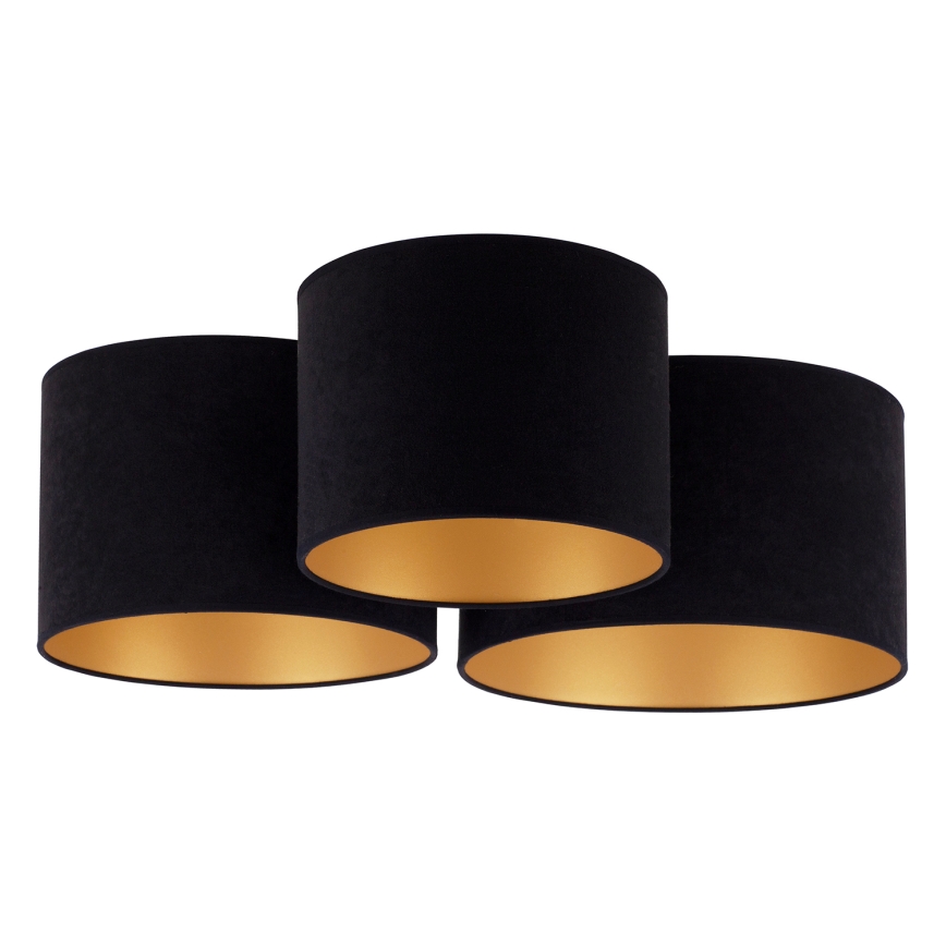 Duolla - Iluminação de teto ROLLER TRIO 3xE27/60W/230V preto/dourada
