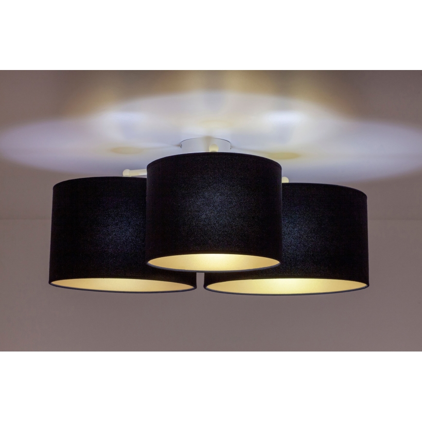 Duolla - Iluminação de teto ROLLER TRIO 3xE27/60W/230V preto/dourada