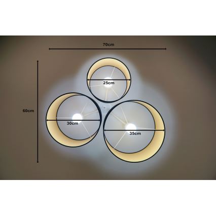 Duolla - Iluminação de teto ROLLER TRIO 3xE27/60W/230V preto/dourada