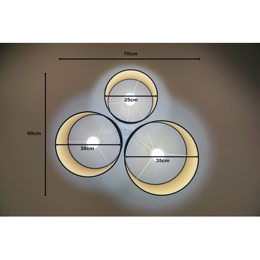 Duolla - Iluminação de teto ROLLER TRIO 3xE27/60W/230V preto/dourada