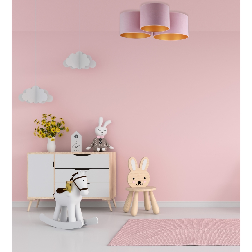 Duolla - Iluminação de teto ROLLER TRIO 3xE27/60W/230V rosa