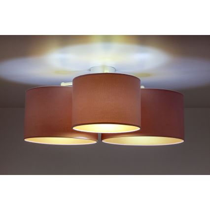 Duolla - Iluminação de teto ROLLER TRIO 3xE27/60W/230V rosa