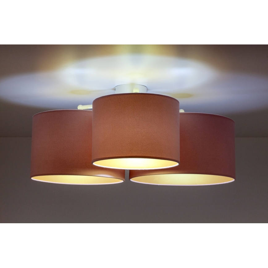 Duolla - Iluminação de teto ROLLER TRIO 3xE27/60W/230V rosa