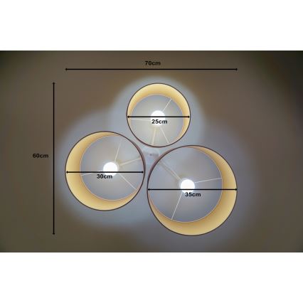 Duolla - Iluminação de teto ROLLER TRIO 3xE27/60W/230V rosa
