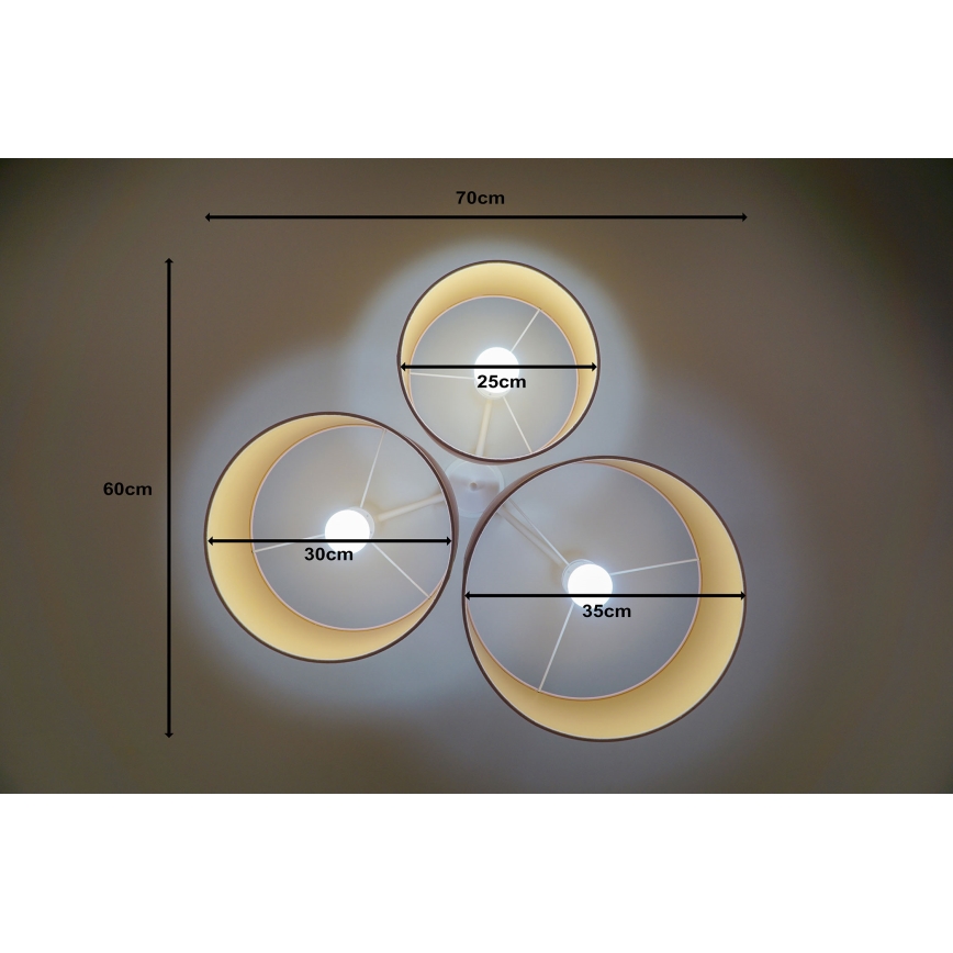 Duolla - Iluminação de teto ROLLER TRIO 3xE27/60W/230V rosa