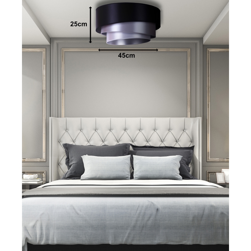 Duolla - Iluminação de teto TRIO 1xE27/15W/230V diâmetro 45 cm preto/prateado
