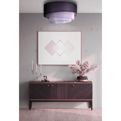 Duolla - Iluminação de teto TRIO 1xE27/15W/230V diâmetro 45 cm preto/rosa/prateado