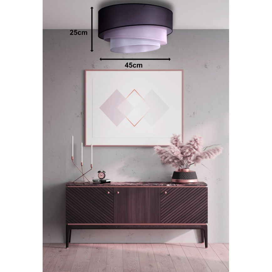 Duolla - Iluminação de teto TRIO 1xE27/15W/230V diâmetro 45 cm preto/rosa/prateado