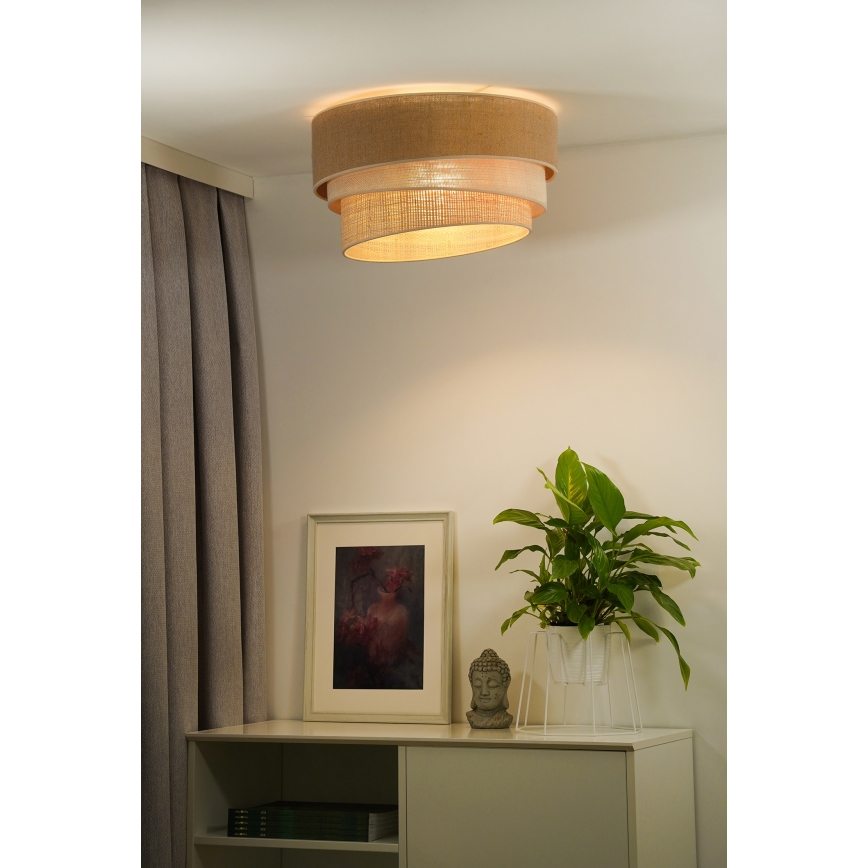 Duolla - Iluminação de teto YUTE TRIO 3xE27/15W/230V diâmetro 60 cm castanho/cinzento/bege