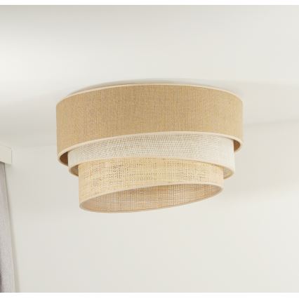 Duolla - Iluminação de teto YUTE TRIO 3xE27/15W/230V diâmetro 60 cm castanho/cinzento/bege