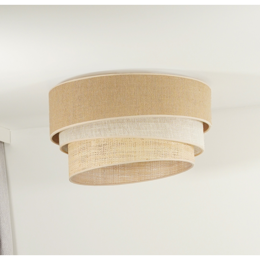Duolla - Iluminação de teto YUTE TRIO 3xE27/15W/230V diâmetro 60 cm castanho/cinzento/bege