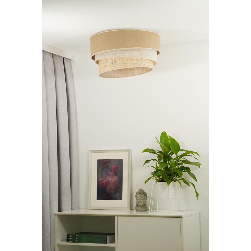 Duolla - Iluminação de teto YUTE TRIO 3xE27/15W/230V diâmetro 60 cm castanho/cinzento/bege