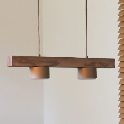 Duolla - Luminária pendente em cabo IRONLINE 2xGX53/3W/230V pinho/carvalho/bege