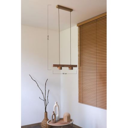 Duolla - Luminária pendente em cabo IRONLINE 2xGX53/3W/230V pinho/carvalho/bege