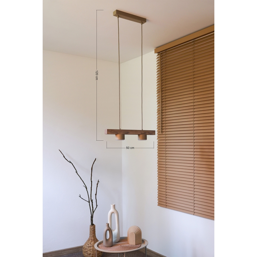 Duolla - Luminária pendente em cabo IRONLINE 2xGX53/3W/230V pinho/carvalho/bege