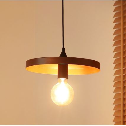 Duolla - Lustre em cabo IRONLINE 1xE27/15W/230V Ø 30 cm cobre/preto