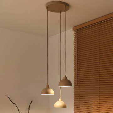 Duolla - Lustre pendente em cabo IRONLINE 3xE27/15W/230V bege