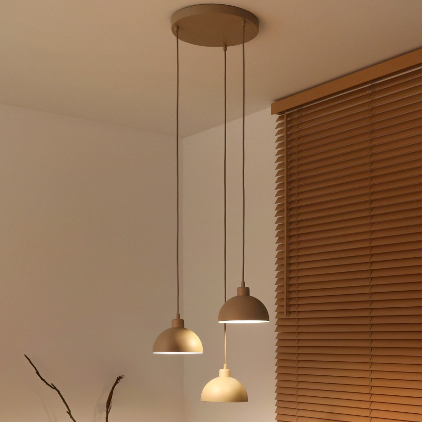 Duolla - Lustre pendente em cabo IRONLINE 3xE27/15W/230V bege