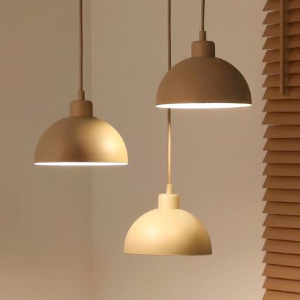 Duolla - Lustre pendente em cabo IRONLINE 3xE27/15W/230V bege