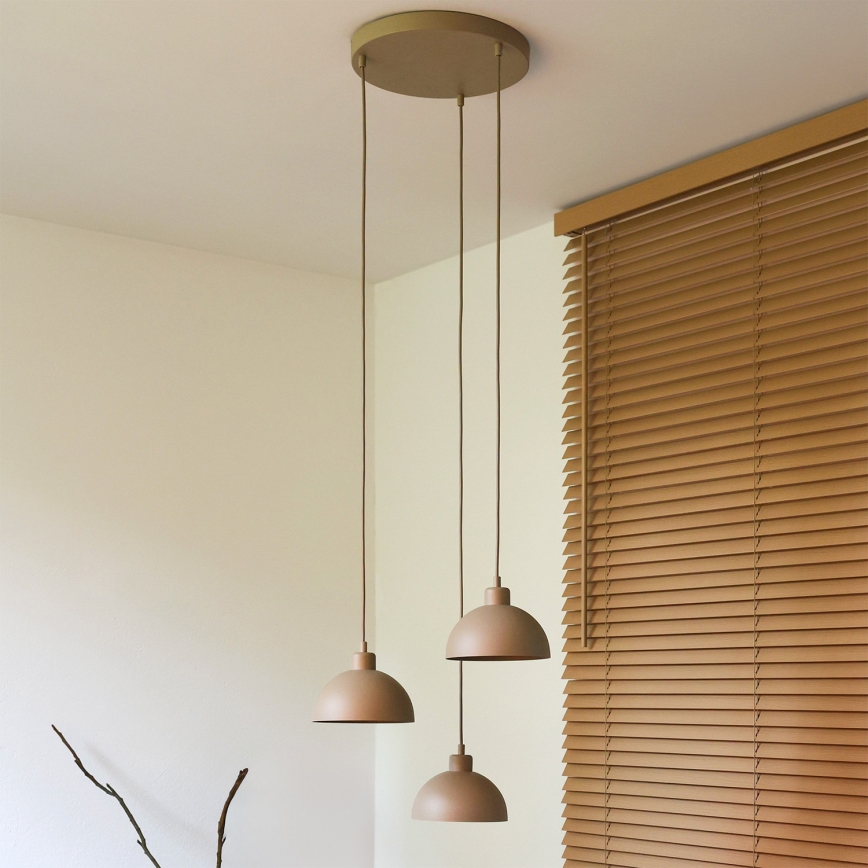 Duolla - Lustre pendente em cabo IRONLINE 3xE27/15W/230V bege