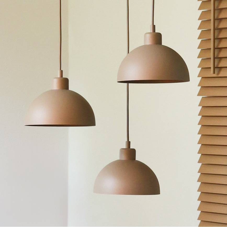 Duolla - Lustre pendente em cabo IRONLINE 3xE27/15W/230V bege