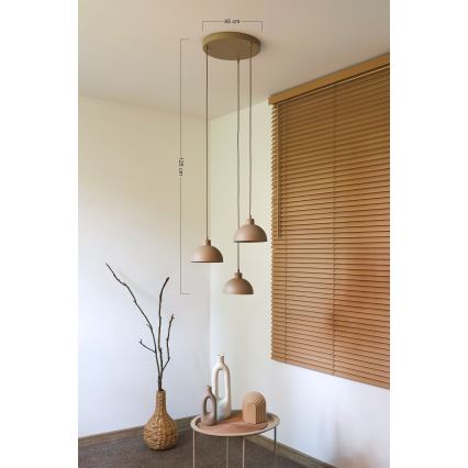 Duolla - Lustre pendente em cabo IRONLINE 3xE27/15W/230V bege