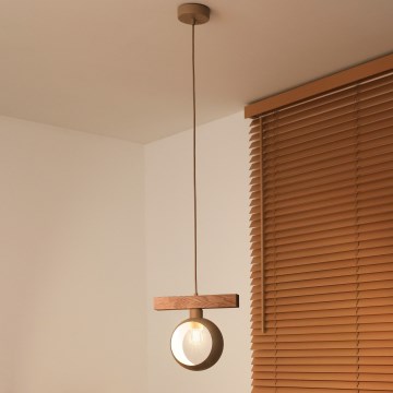 Duolla - Lustre suspenso por cabo IRONLINE 1xE27/15W/230V pinho/carvalho/bege
