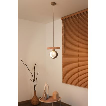 Duolla - Lustre suspenso por cabo IRONLINE 1xE27/15W/230V pinho/carvalho/bege