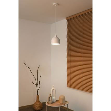 Duolla - Pendente com cabo IRONLINE 1xE27/15W/230V, diâmetro 17 cm, branco