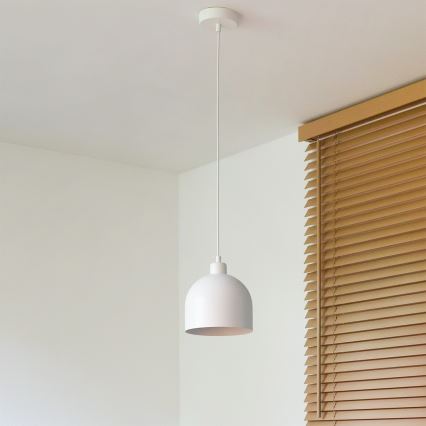 Duolla - Pendente com cabo IRONLINE 1xE27/15W/230V, diâmetro 17 cm, branco