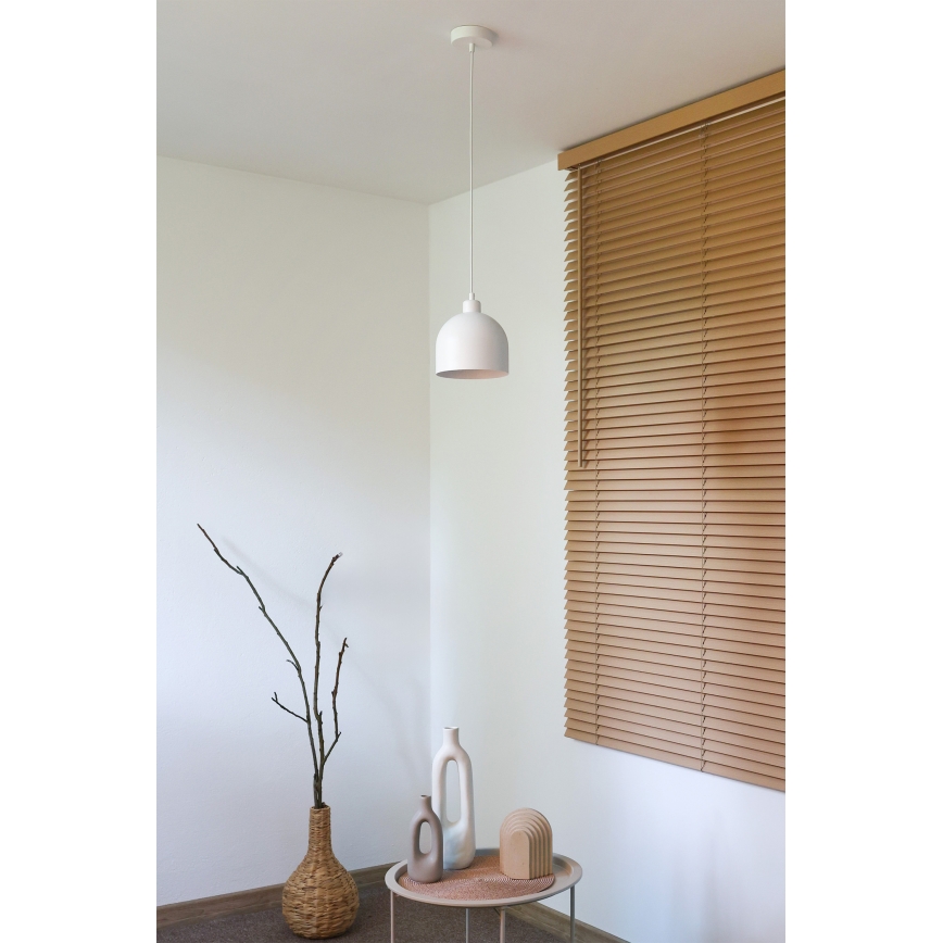 Duolla - Pendente com cabo IRONLINE 1xE27/15W/230V, diâmetro 17 cm, branco