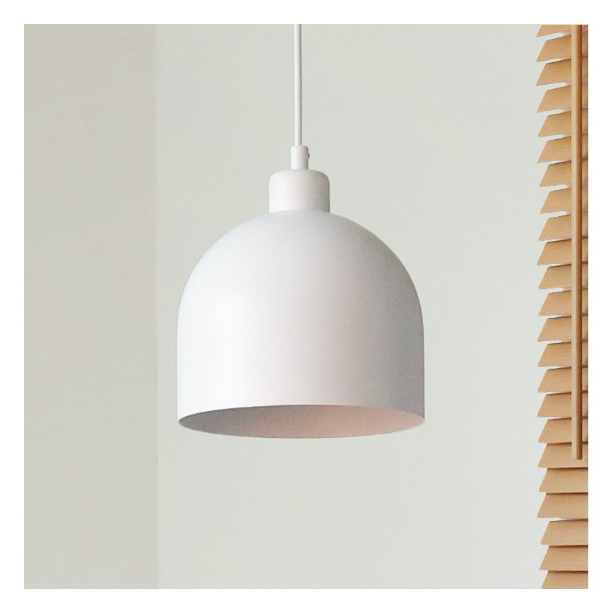 Duolla - Pendente com cabo IRONLINE 1xE27/15W/230V, diâmetro 17 cm, branco