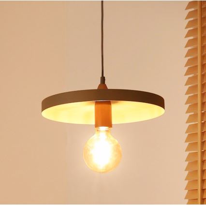Duolla - Pendente suspenso por cabo IRONLINE 1xE27/15W/230V Ø 30 cm bege/cobre