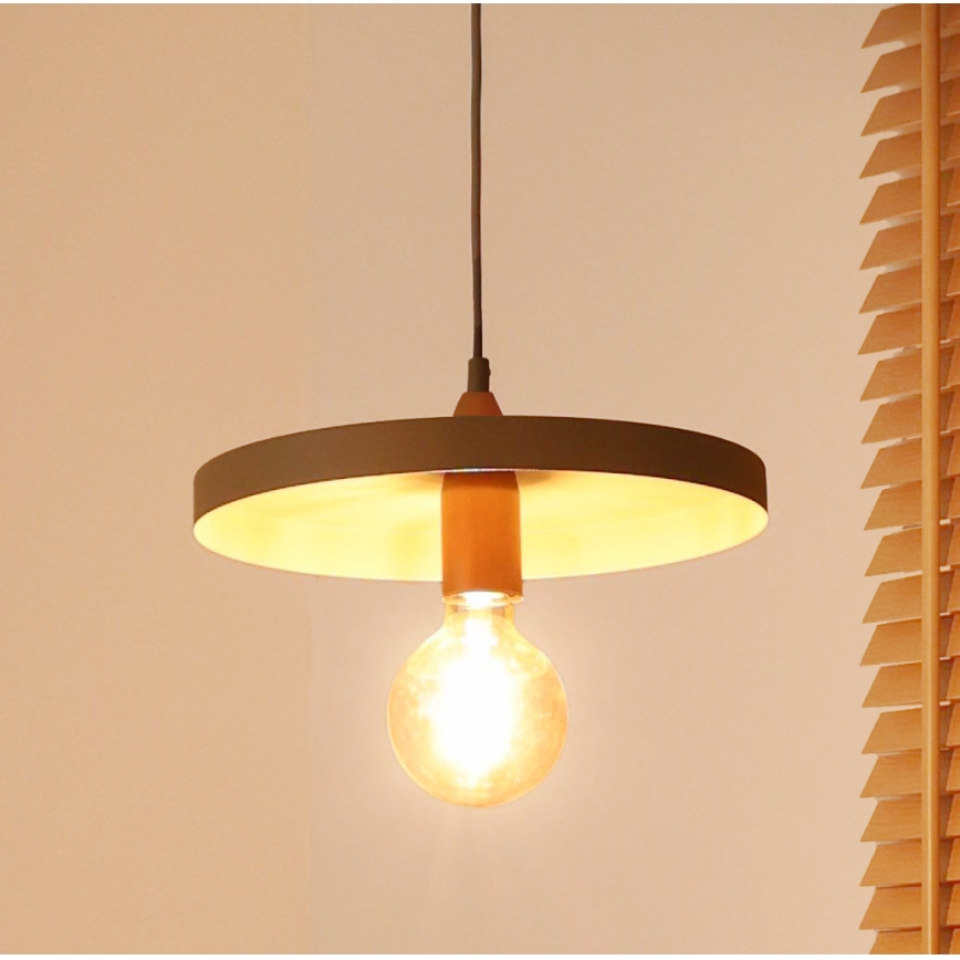 Duolla - Pendente suspenso por cabo IRONLINE 1xE27/15W/230V Ø 30 cm bege/cobre