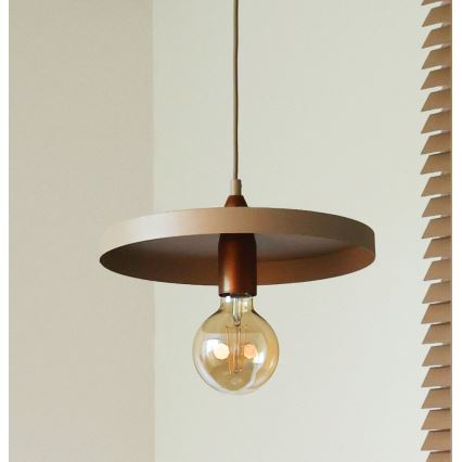 Duolla - Pendente suspenso por cabo IRONLINE 1xE27/15W/230V Ø 30 cm bege/cobre