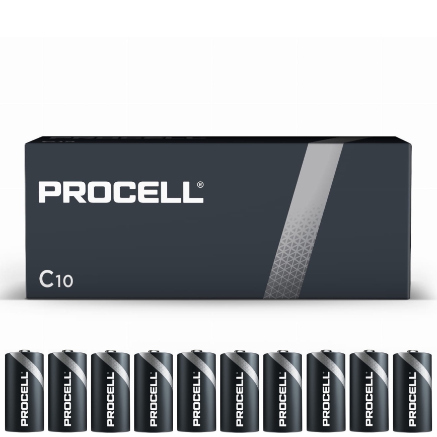 Duracell - 10 Pilhas alcalina Procell Industrial LR14/C 1,5V 9038 mAh