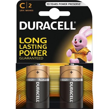Duracell - 2 Pilhas alcalina Basic LR14/C 1,5V 2200 mAh