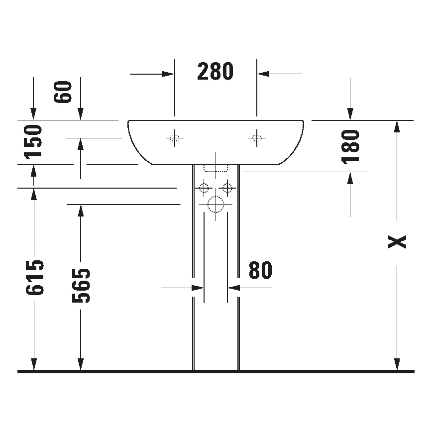 Duravit 23106000002 - Lavatório suspenso D-CODE 60x46 cm cerâmica/branco brilhante