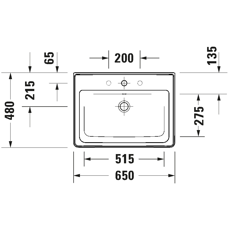Duravit 2367650060 - Lavatório suspenso D-NEO 65x48 cm cerâmica/branco brilhante