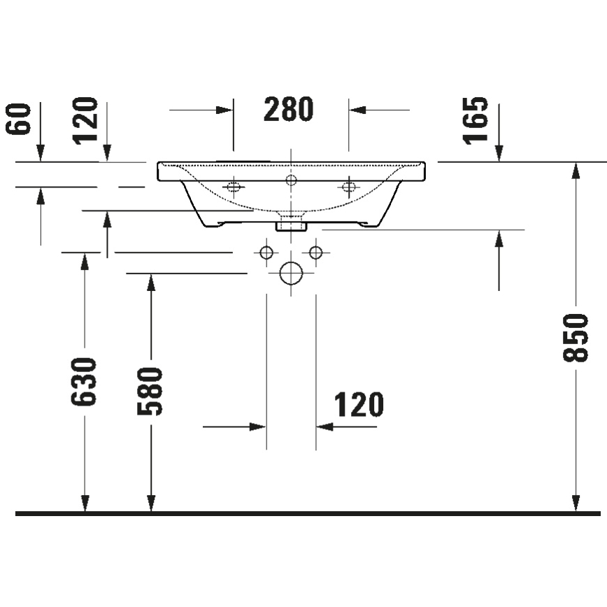 Duravit 2367650060 - Lavatório suspenso D-NEO 65x48 cm cerâmica/branco brilhante