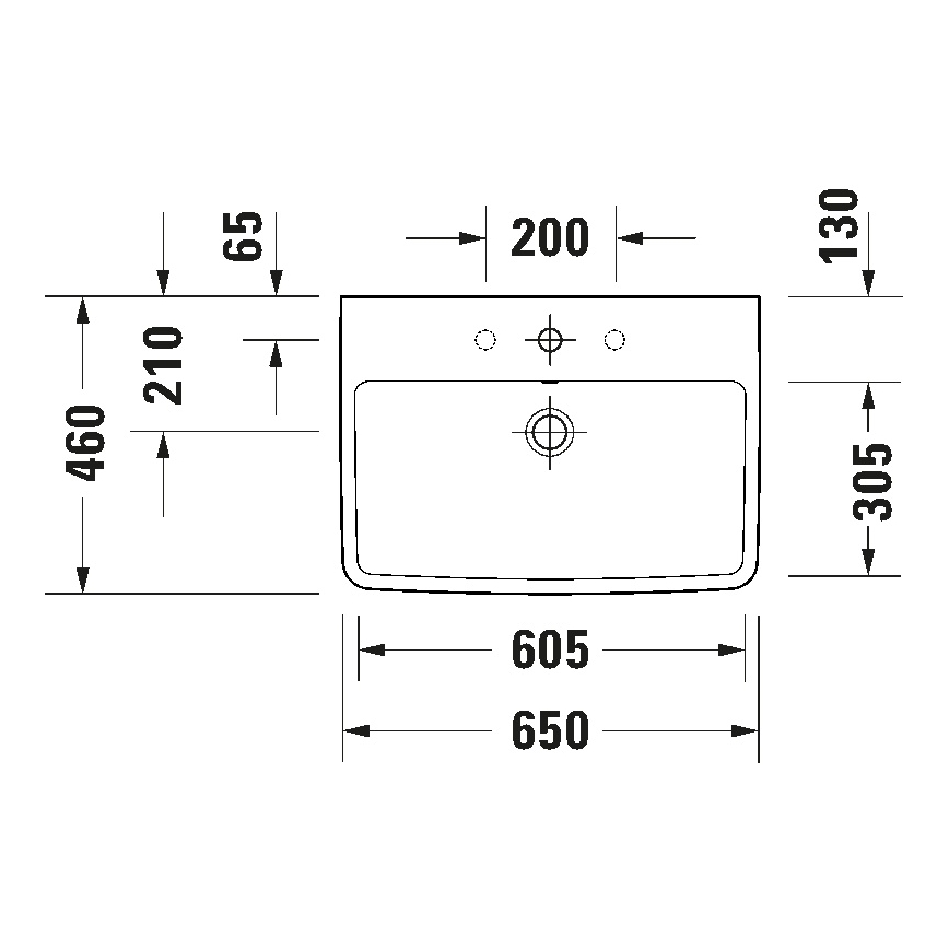 Duravit 23756500002 - Lavatório suspenso D-NEO 65x46 cm cerâmica/branco brilhante