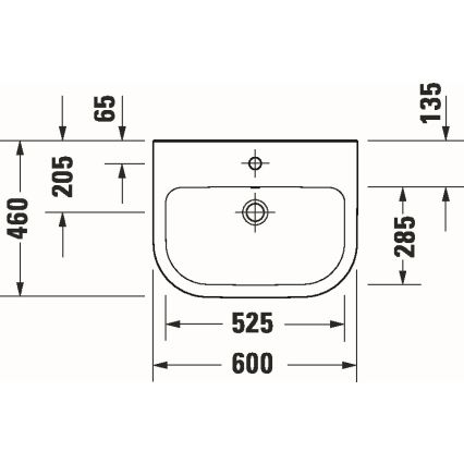 Duravit 23986000002 - Lavatório suspenso D-CODE 60x46 cm, cerâmica/branco brilhante