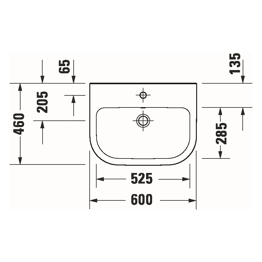 Duravit 23986000002 - Lavatório suspenso D-CODE 60x46 cm, cerâmica/branco brilhante