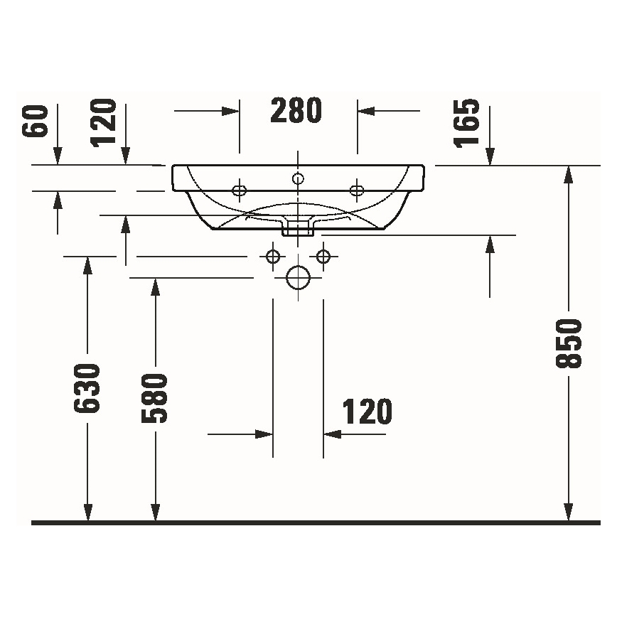Duravit 23986000002 - Lavatório suspenso D-CODE 60x46 cm, cerâmica/branco brilhante