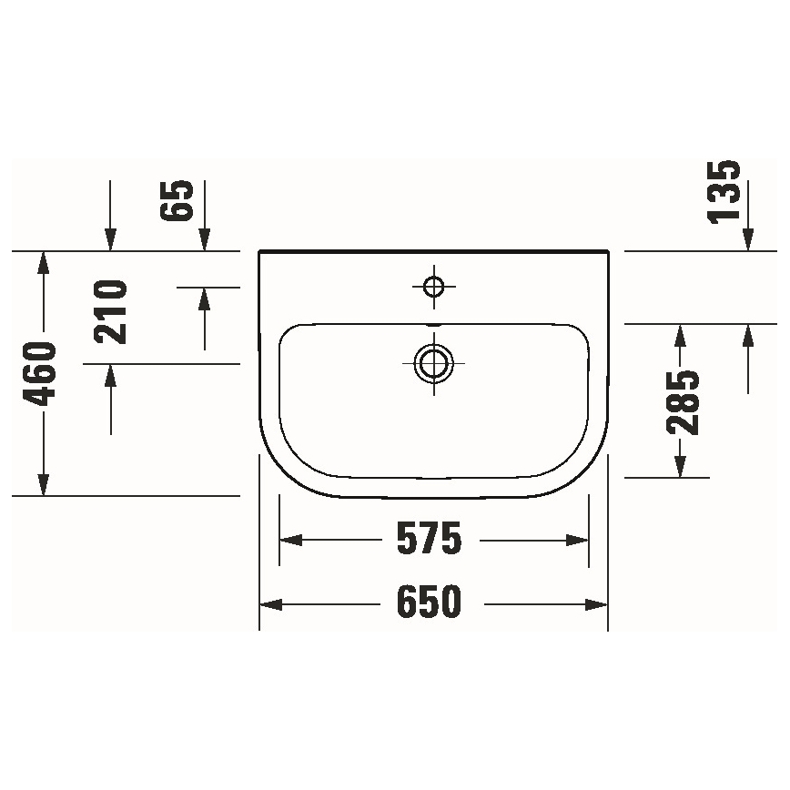 Duravit 23986500002 - Lavatório suspenso D-CODE 65x46 cm cerâmica/branco brilhante