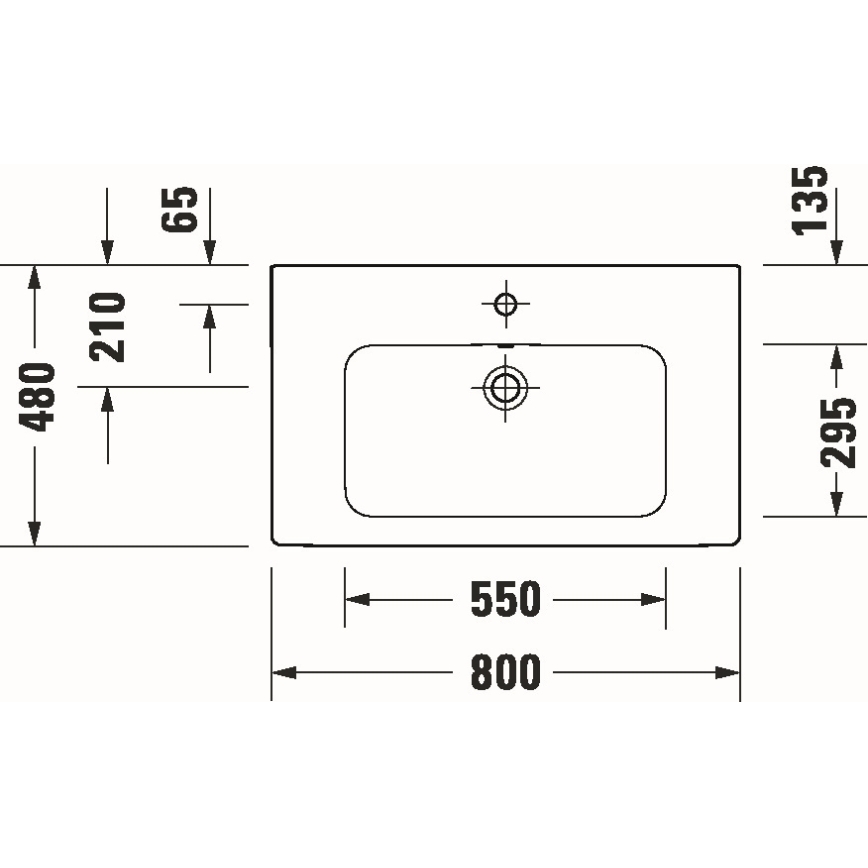 Duravit 23998000002 - Lavatório suspenso D-CODE 80x48 cm cerâmica/branco brilhante